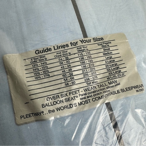 Vintage Pleetway Mens Pajama Set Shirt & Pants New In Package Mens XL Tall Man - Picture 4 of 5